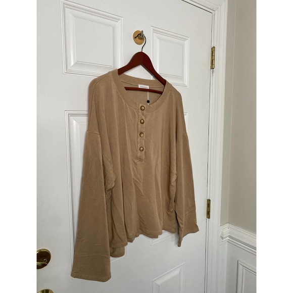 Lovers and Friends Hailey Henley Sweatshirt Brown - Picture 3 of 7